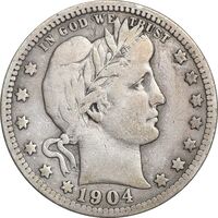 سکه کوارتر دلار 1904 باربر - EF40 - آمریکا