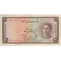 اسکناس 20 ریال سری سوم - تک - VF30 - محمد رضا شاه