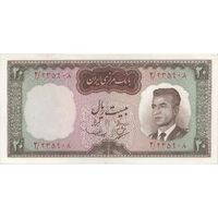 اسکناس 20 ریال (بهنیا - سمیعی) - تک - AU55 - محمد رضا شاه