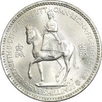 سکه 5 شیلینگ 1953 الیزابت دوم - MS63 - انگستان