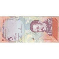 اسکناس 5 بولیوار 2018 جمهوری بولیواری - تک - UNC63 - ونزوئلا