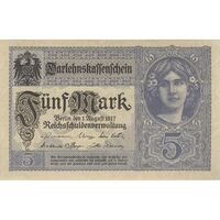اسکناس 5 مارک 1917 ویلیام دوم - تک - EF - آلمان