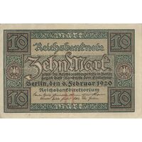 اسکناس 10 مارک 1920 جمهوری وایمار - تک - EF - آلمان