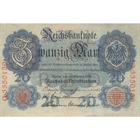 اسکناس 20 مارک 1914 ویلیام دوم - تک - EF - آلمان