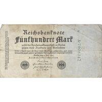 اسکناس 500 مارک 1922 جمهوری وایمار - تک - F - آلمان