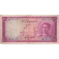 اسکناس 100 ریال سری سوم - تک - VF25 - محمد رضا شاه
