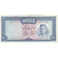 اسکناس 200 ریال (آموزگار - فرمان فرماییان) نوشته سیاه - تک - VF25 - محمد رضا شاه