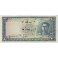 اسکناس 200 ریال سری سوم - تک - VF35 - محمد رضا شاه