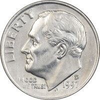 سکه 1 دایم 1997D روزولت - AU50 - آمریکا