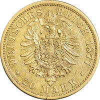 سکه طلا 20 مارک 1877 - AU55 - آلمان