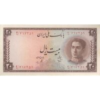 اسکناس 20 ریال سری سوم - تک - UNC63 - محمد رضا شاه