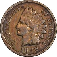 سکه 1 سنت 1896 سرخپوستی - EF45 - آمریکا