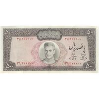 اسکناس 500 ریال (آموزگار - فرمان فرماییان) نوشته سیاه - تک - AU50 - محمد رضا شاه