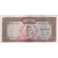 اسکناس 1000 ریال (آموزگار - جهانشاهی) نوشته سیاه - تک - AU50 - محمد رضا شاه