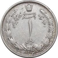 سکه 1 ریال 1313 - 3 تاریخ کج - AU50 - رضا شاه