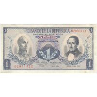 اسکناس 1 اورو پزو 1967 جمهوری - تک - EF - کلمبیا