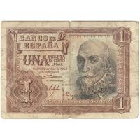 اسکناس 1 پزتا 1953 فرانسیسکو فرانکو - تک - VF - اسپانیا