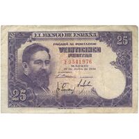 اسکناس 25 پزتا 1954 فرانسیسکو فرانکو - تک - VF - اسپانیا