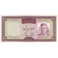 اسکناس 100 ریال (آموزگار - سمیعی) نوشته قرمز - تک - AU50 - محمد رضا شاه