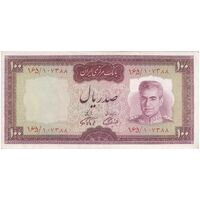 اسکناس 100 ریال (آموزگار - فرمان فرماییان) نوشته قرمز - تک - EF45 - محمد رضا شاه