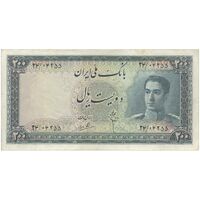 اسکناس 200 ریال سری سوم - تک - VF30 - محمد رضا شاه