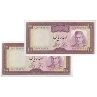 اسکناس 100 ریال (آموزگار - فرمان فرماییان) نوشته سیاه - جفت - UNC63 - محمد رضا شاه