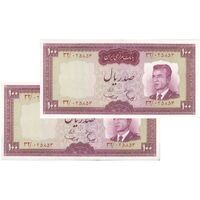 اسکناس 100 ریال (هویدا - سمیعی) - جفت - AU53 - محمد رضا شاه