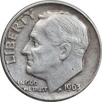سکه 1 دایم 1963D روزولت - EF45 - آمریکا