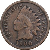 سکه 1 سنت 1900 سرخپوستی - EF40 - آمریکا