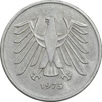 سکه 5 مارک 1975G جمهوری فدرال - EF45 - آلمان