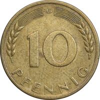 سکه 10 فینیگ 1950G جمهوری فدرال - EF45 - آلمان