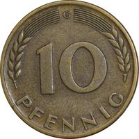 سکه 10 فینیگ 1950G جمهوری فدرال - EF45 - آلمان