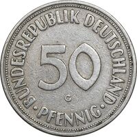 سکه 50 فینیگ 1950G جمهوری فدرال - EF45 - آلمان
