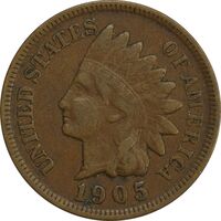 سکه 1 سنت 1905 سرخپوستی - EF40 - آمریکا