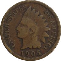سکه 1 سنت 1905 سرخپوستی - VF20 - آمریکا
