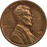 سکه 1 سنت 1961D لینکلن - AU - آمریکا