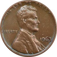 سکه 1 سنت 1963 لینکلن - EF40 - آمریکا