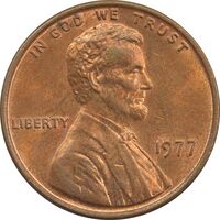 سکه 1 سنت 1977 لینکلن - MS62 - آمریکا