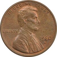 سکه 1 سنت 1980D لینکلن - MS62 - آمریکا