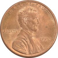 سکه 1 سنت 1990 لینکلن - MS63 - آمریکا