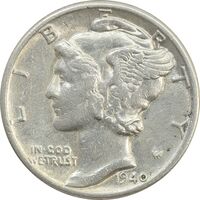 سکه 1 دایم 1940 مرکوری - AU50 - آمریکا