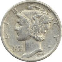 سکه 1 دایم 1943D مرکوری - VF30 - آمریکا