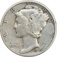 سکه 1 دایم 1945 مرکوری - VF35 - آمریکا