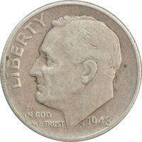 سکه 1 دایم 1948S روزولت - VF35 - آمریکا