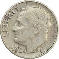 سکه 1 دایم 1964D روزولت - EF40 - آمریکا