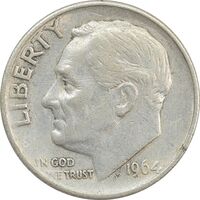 سکه 1 دایم 1964 روزولت - VF35 - آمریکا