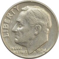 سکه 1 دایم 1974 روزولت - VF30 - آمریکا