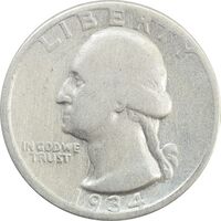 سکه کوارتر دلار 1934 واشنگتن - VF20 - آمریکا