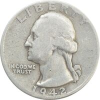 سکه کوارتر دلار 1942 واشنگتن - VF30 - آمریکا