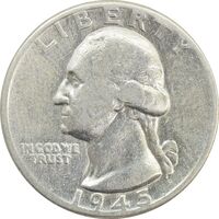 سکه کوارتر دلار 1945 واشنگتن - VF30 - آمریکا